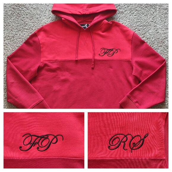 Raf Simons X Fred Perry Hoodie Men's Size 38 Medium Red Colorblock Embroidery - Picture 1 of 16